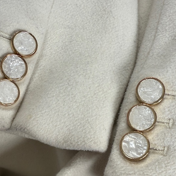 Ronny Kobo Collective White Tailored Long Wool Trench Peacoat Cream Sz 4 - Picture 13 of 16